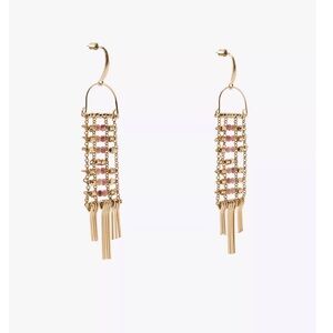 Zara Gold and Pink Beaded Dangle Earrings